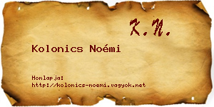 Kolonics Noémi névjegykártya