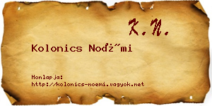 Kolonics Noémi névjegykártya